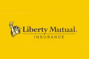 A yellow background with the words liberty mutual insurance in black.