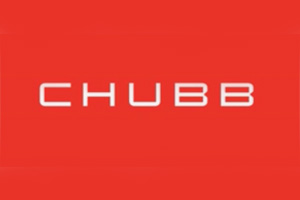 A red background with the word chubb written in white.